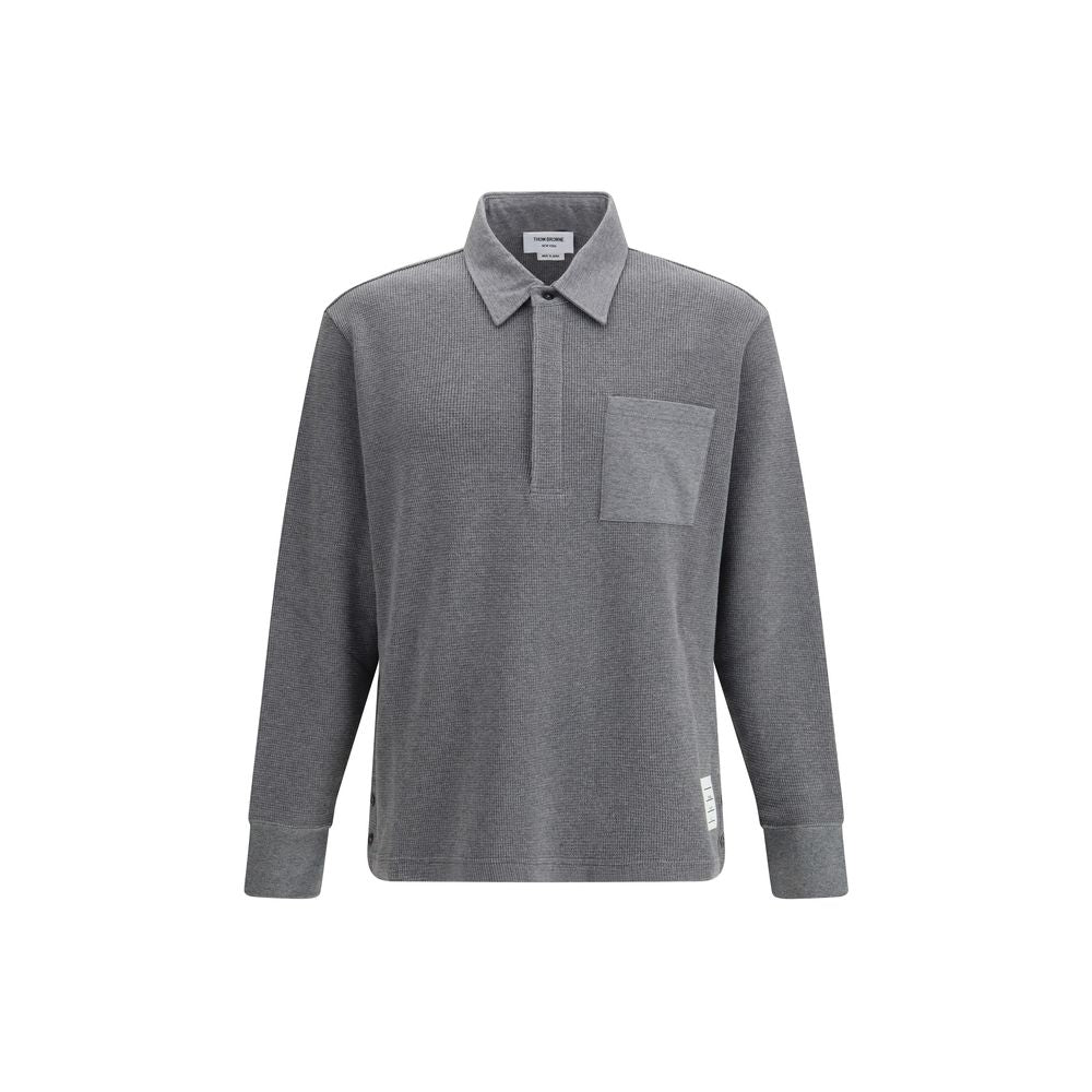 Cotton Knit Polo Shirt — Gray
