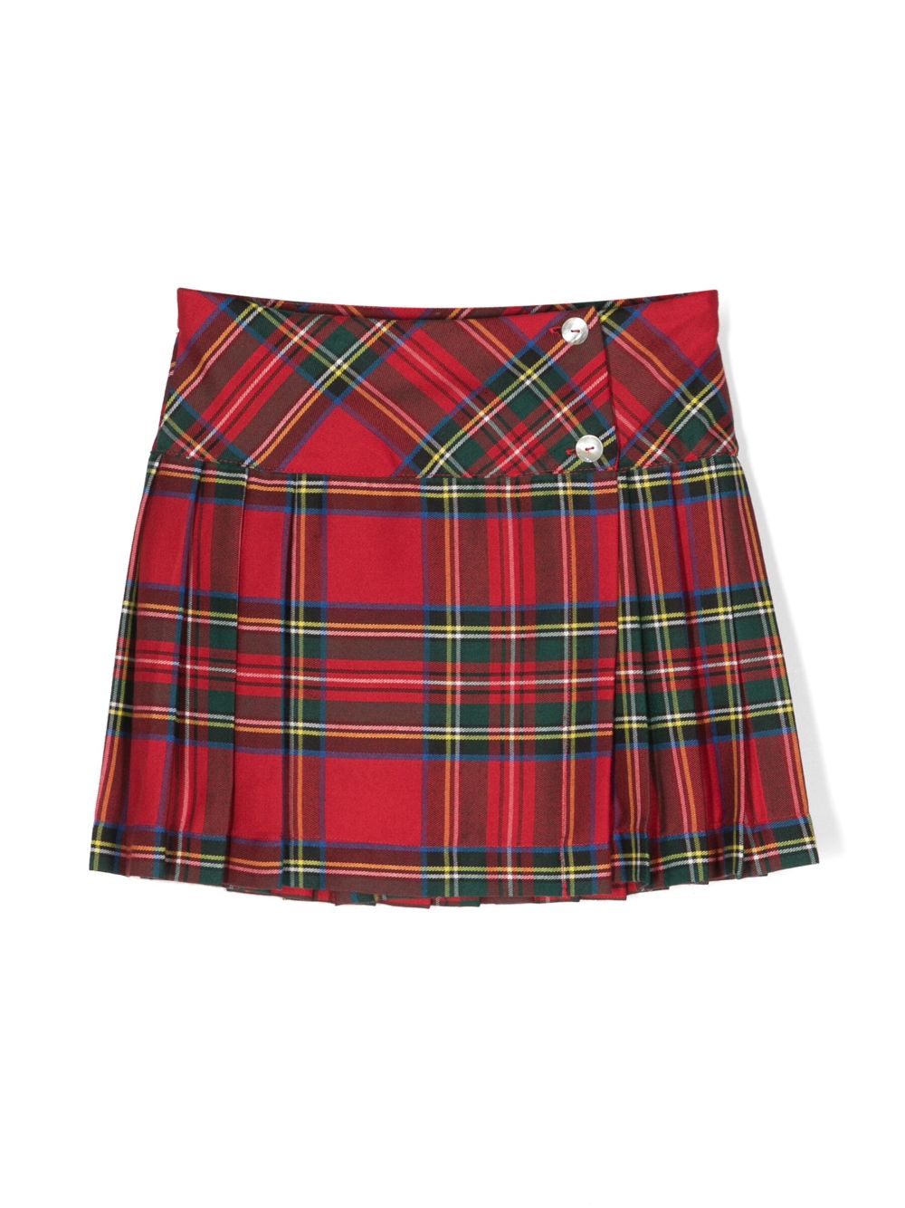 Tartan-print pleated skirt - Red