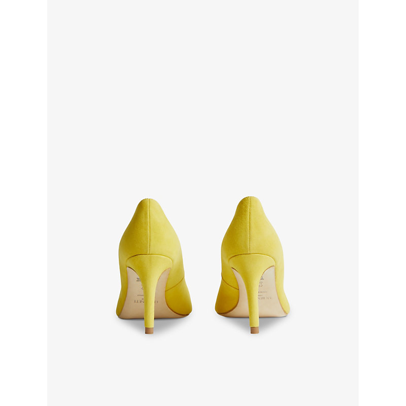Womens Yel-yellow Floret Heeled Suede Court Shoes