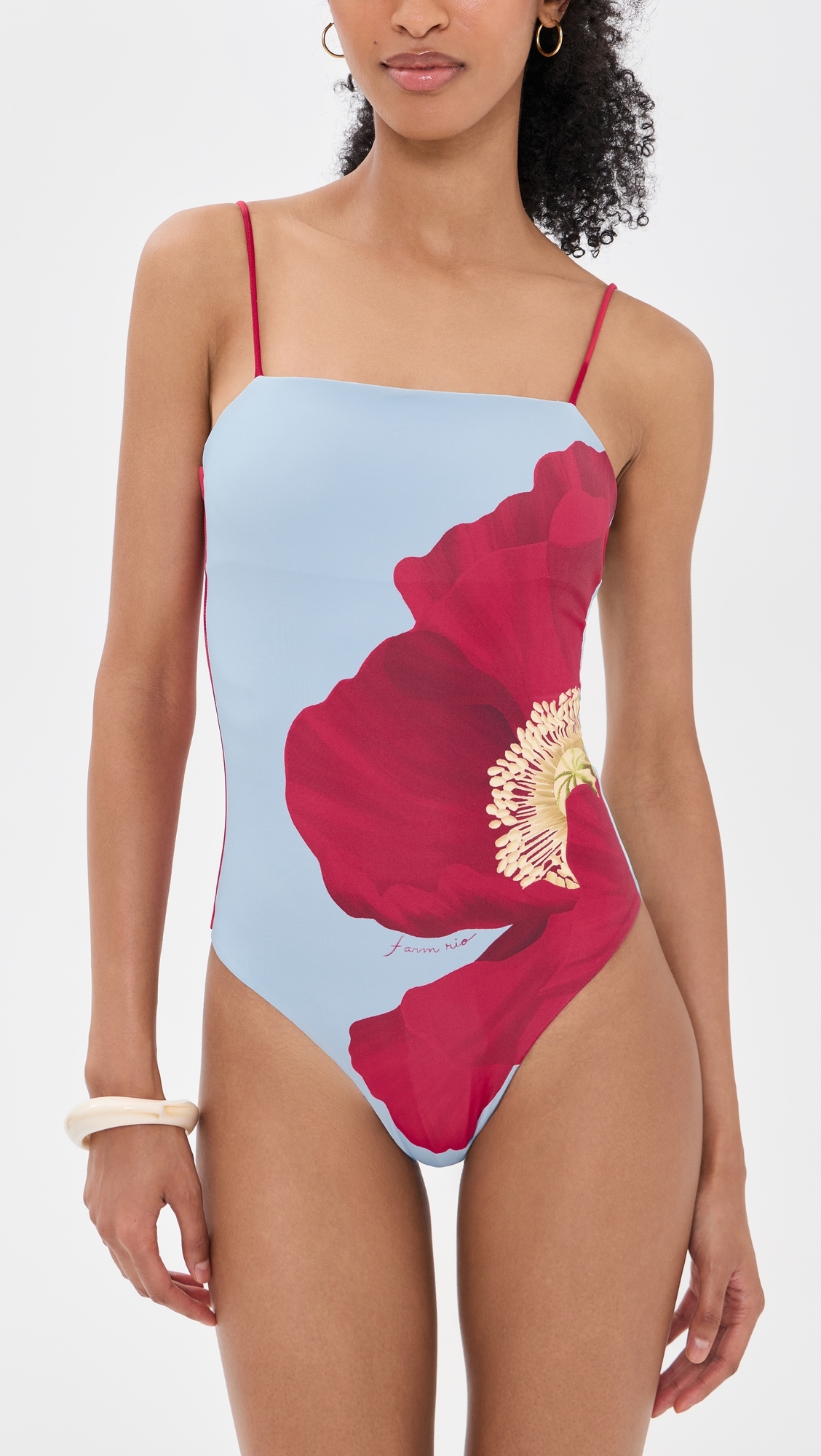 Full Cut Placed One Piece Swimsuit Poppy Flowers