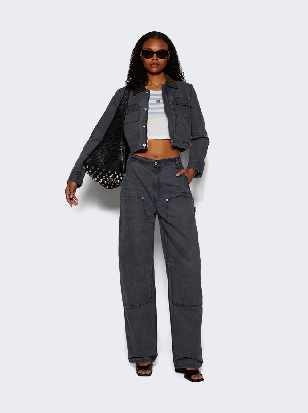 Mid-rise wide-leg jeans - Grey