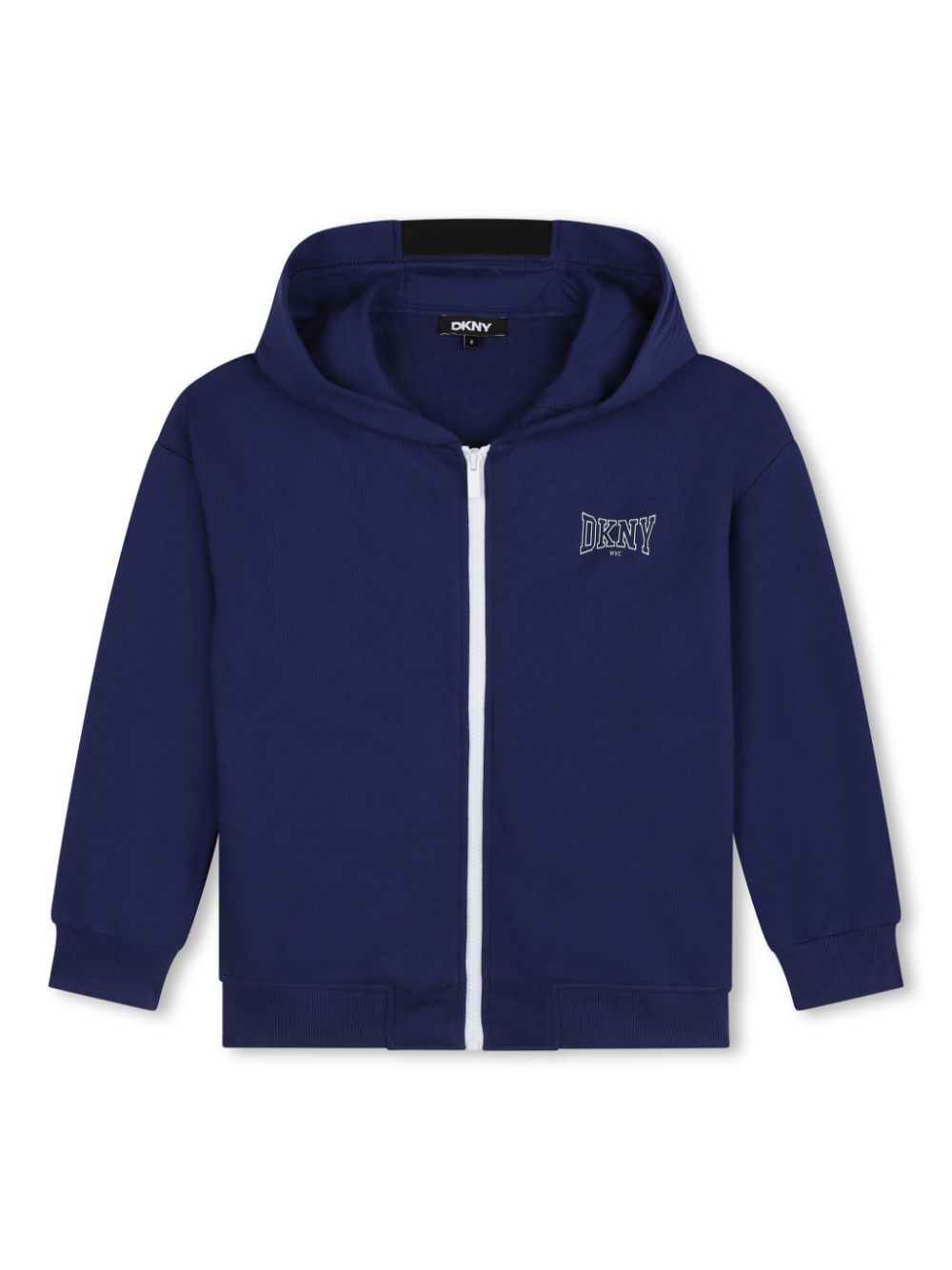 Logo-print zipped hoodie - Blue