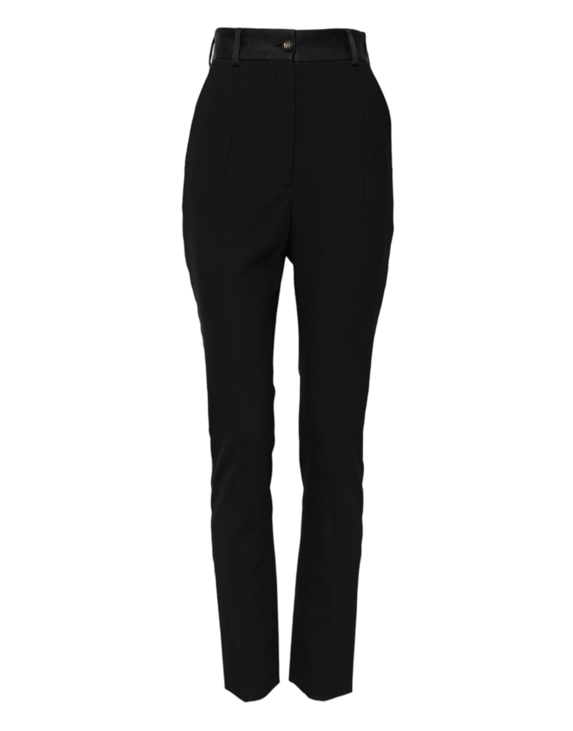 Virgin Wool High Waist Trousers — Black