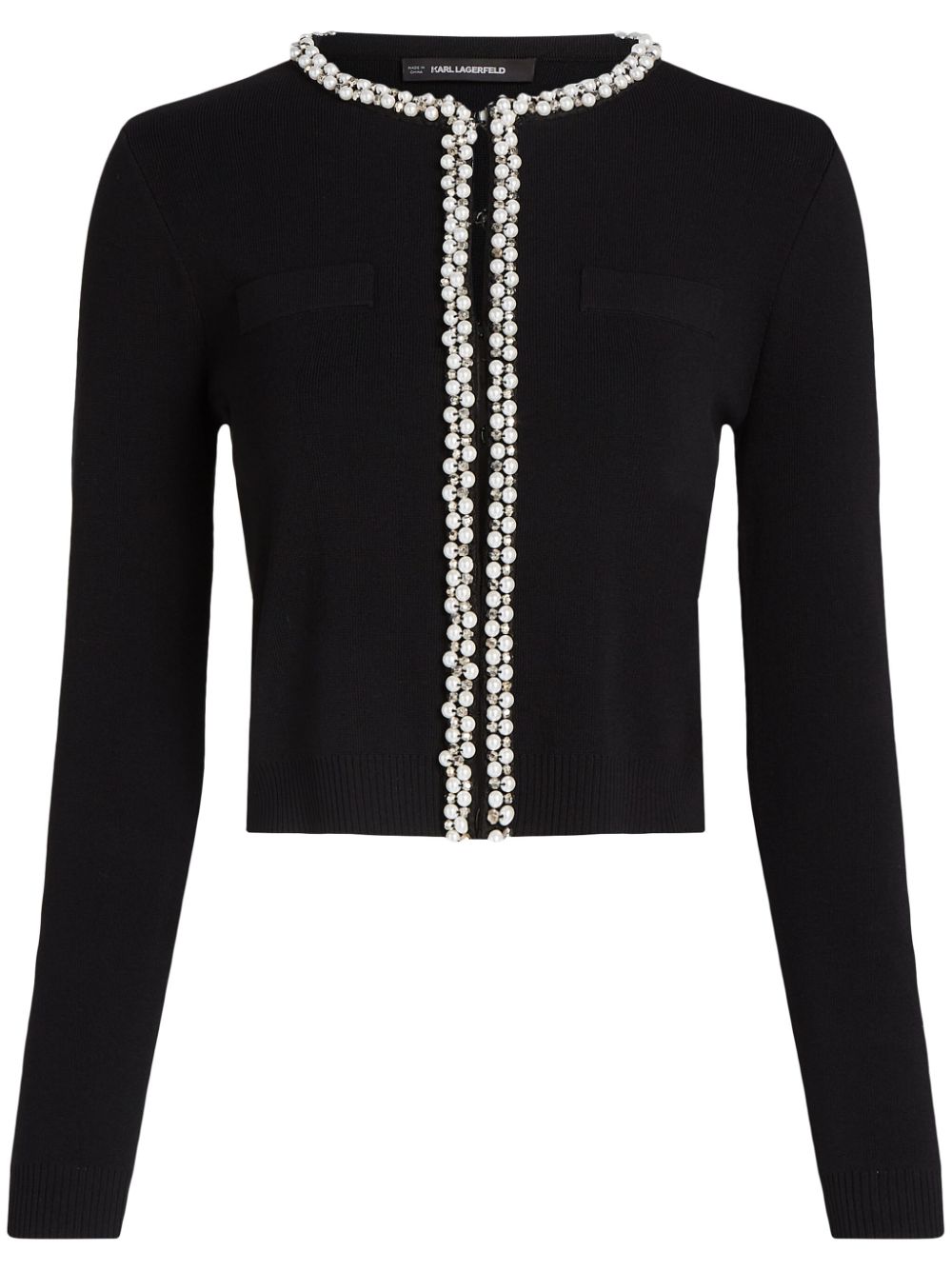 Essential pearl-embellished cardigan - Black
