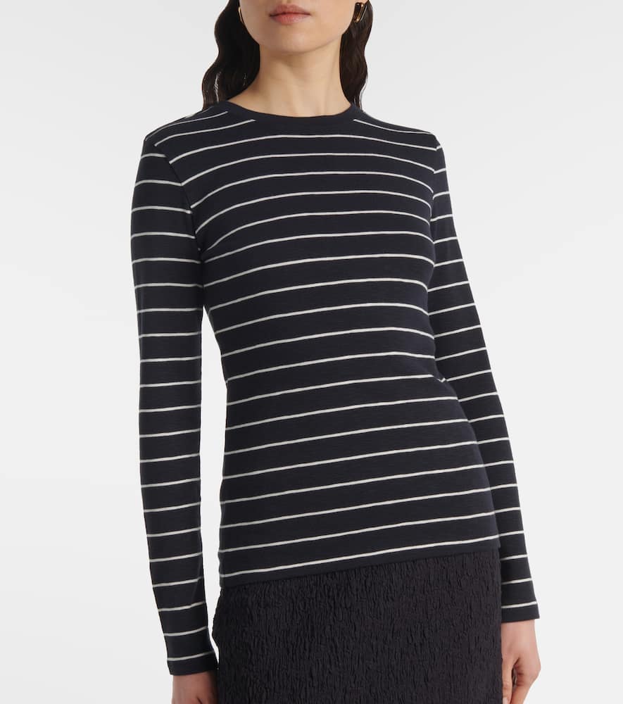 Striped cotton-blend top