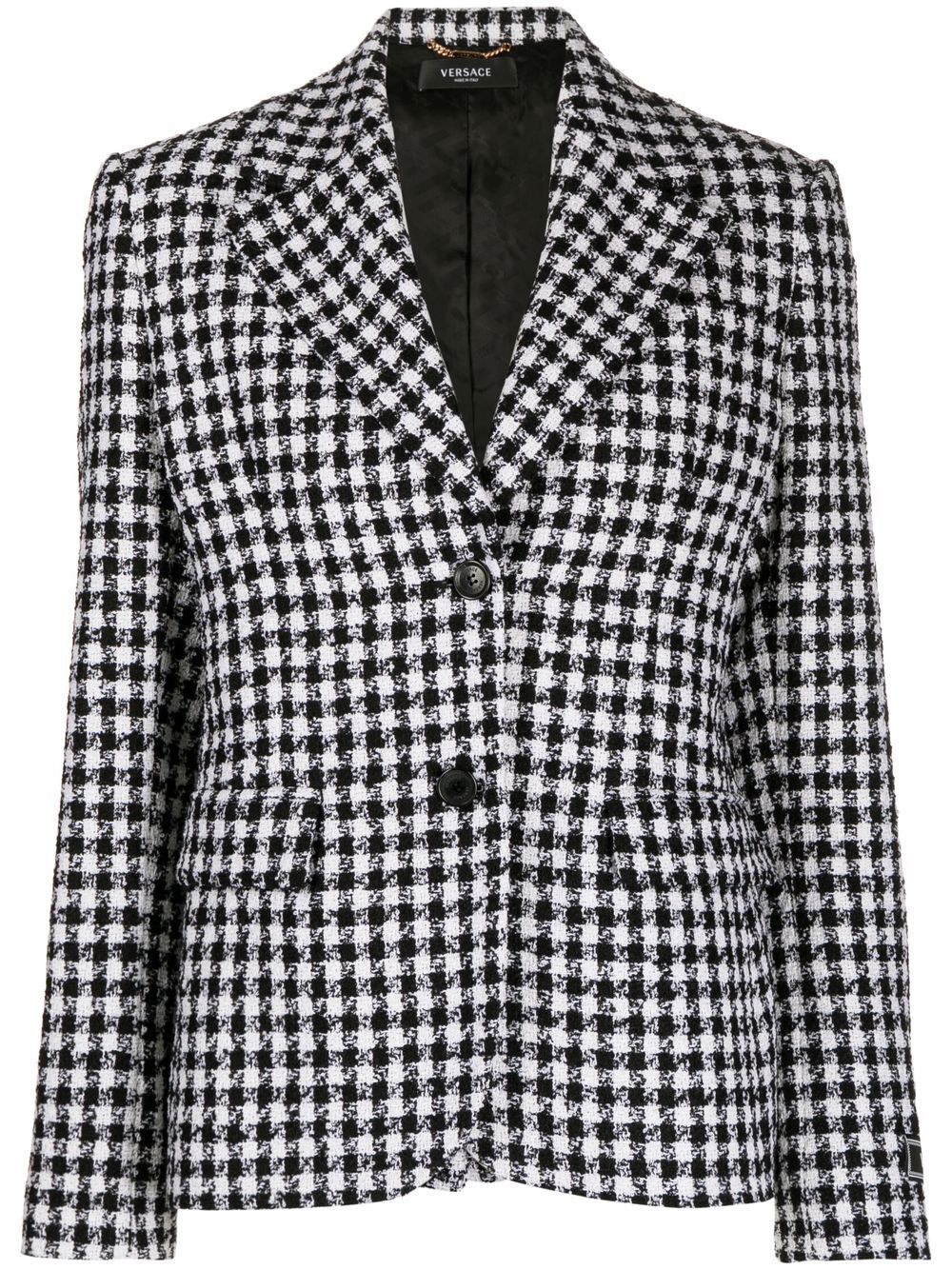 Dogtooth single-breasted tweed blazer - Black