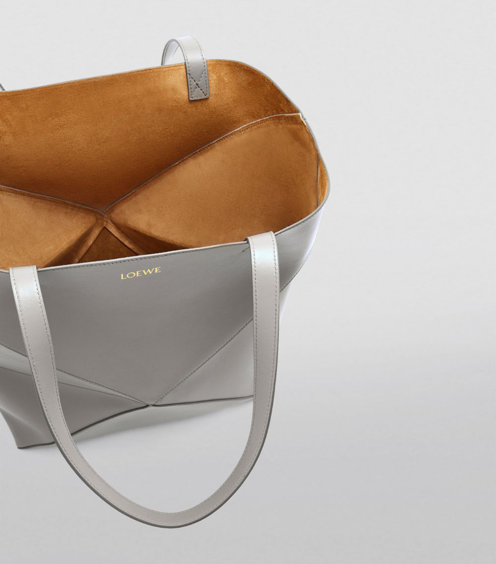 Large Leather Fold Puzzle Tote Bag