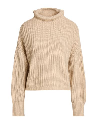 Woman Turtleneck Beige Size XL Baby alpaca wool, Polyamide, Merino Wool