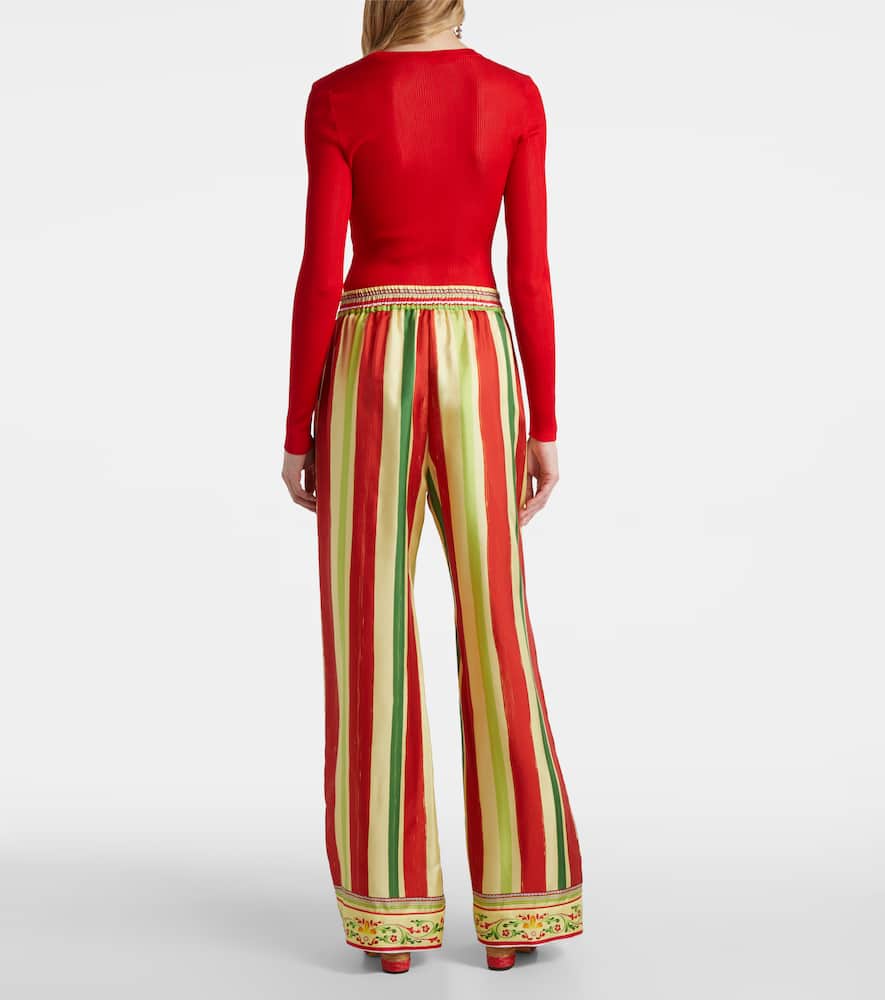 High-rise striped silk palazzo pants