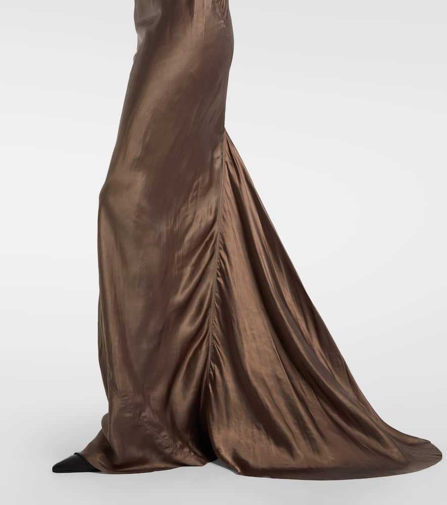 Combo silk-trimmed satin gown