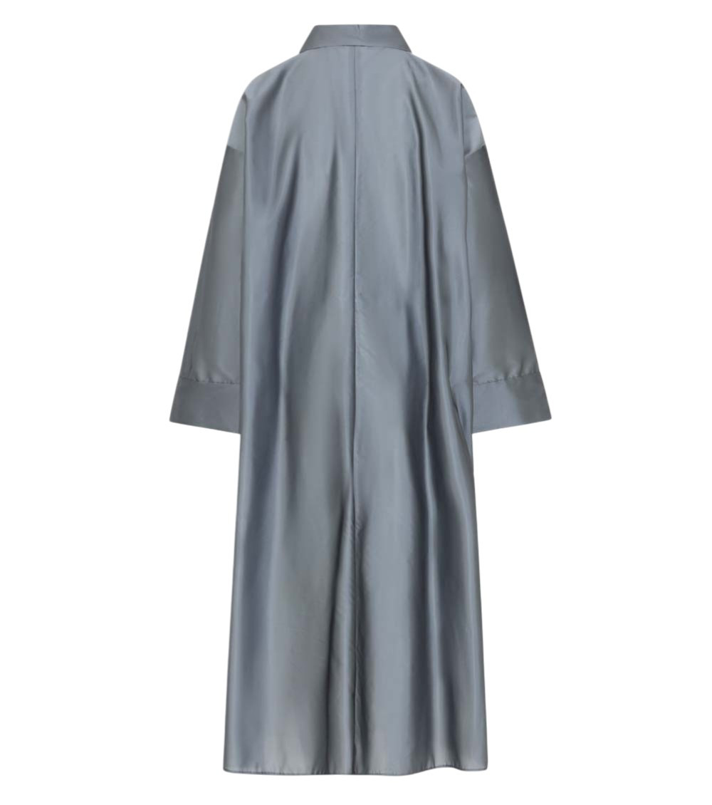Dark Grey Shirt Collar Midi Shirt Dress