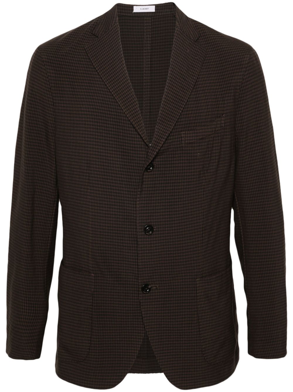 Single-breasted checked blazer - Brown
