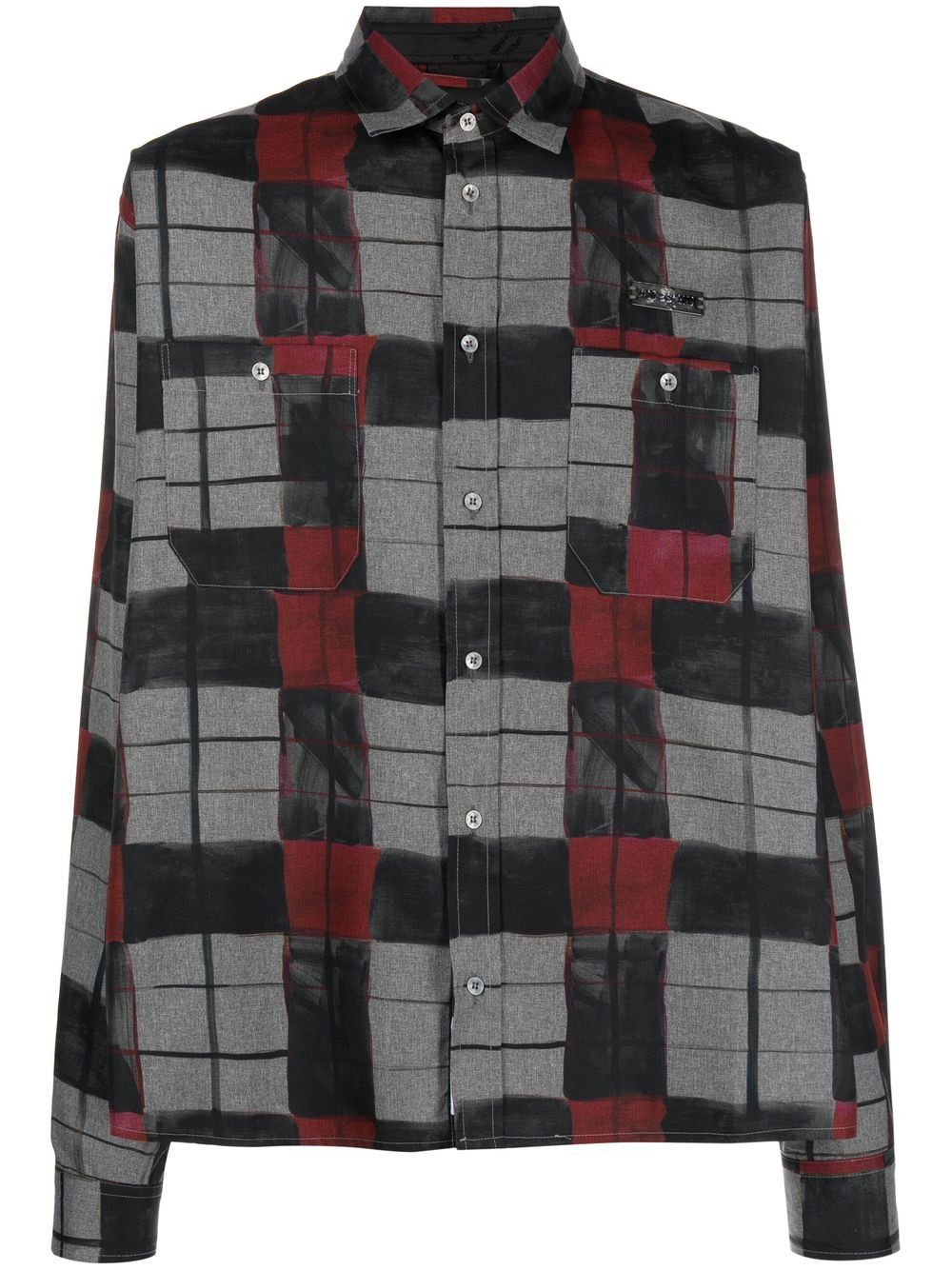 Checked pattern long sleeved shirt - Grey
