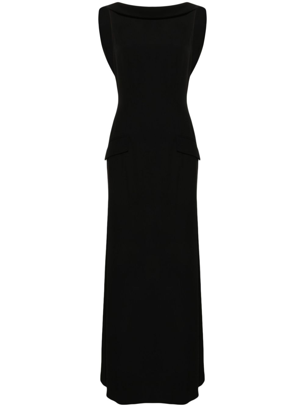 Low-back crepe maxi dress - Black
