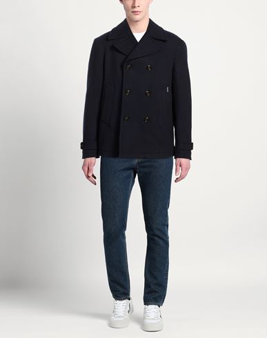 Façonnable Man Coat Midnight blue Size L Wool, Polyester