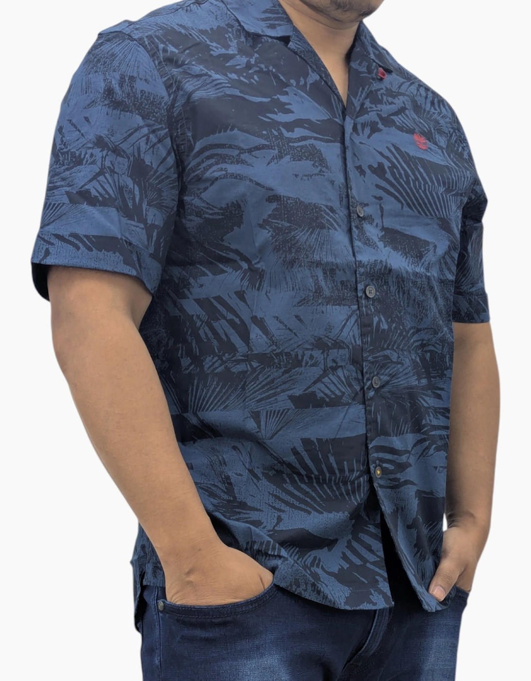 Men's Timberland Mens Hawaiian Shirt Vintage Casual Beach Summer Holiday Floral - Navy And Black