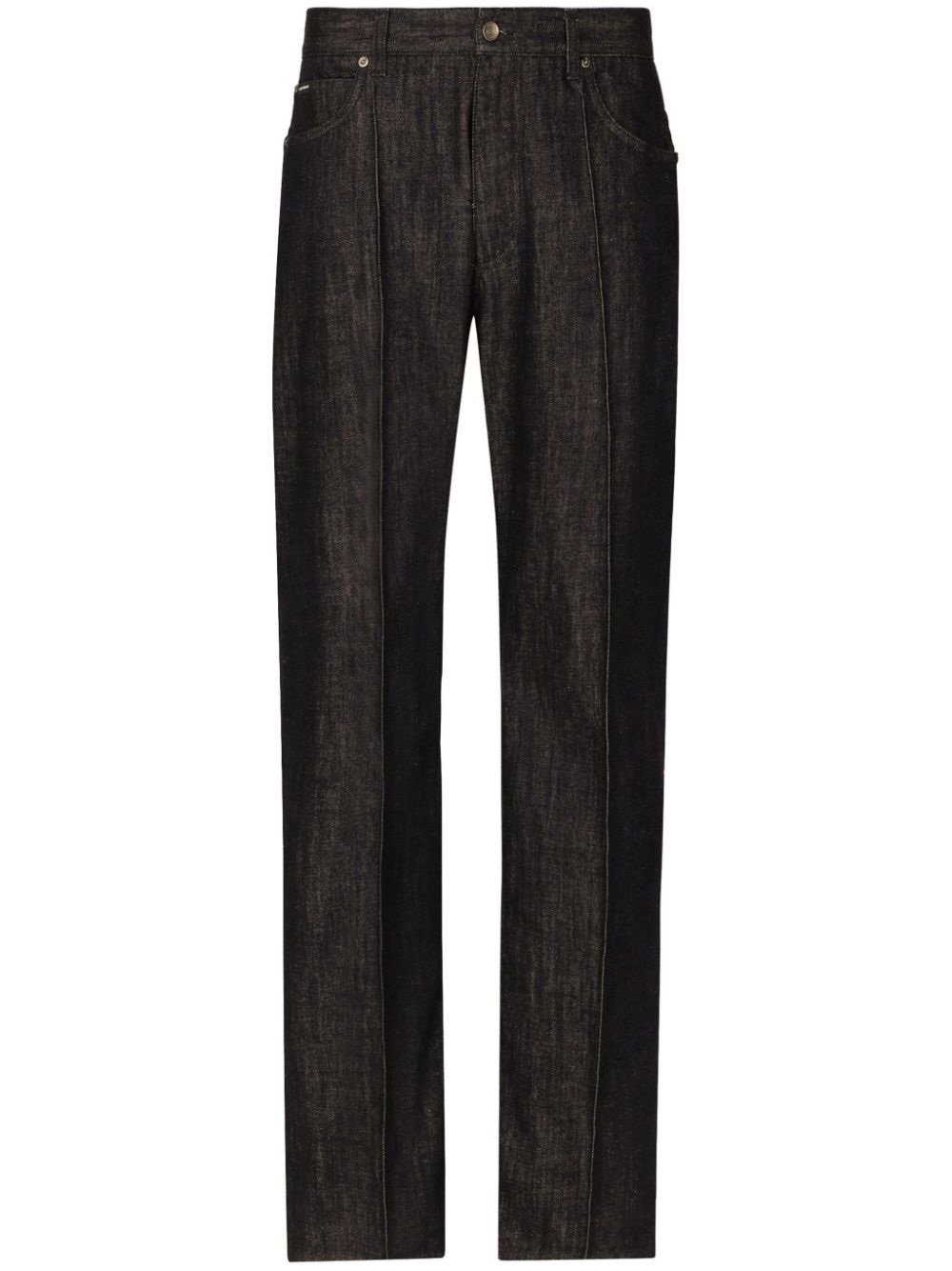 Logo-appliqué cotton wide-leg jeans - Black