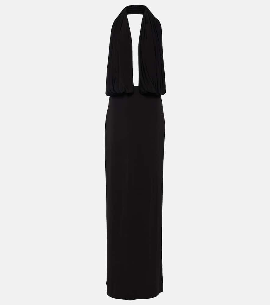 Draped halterneck jersey gown