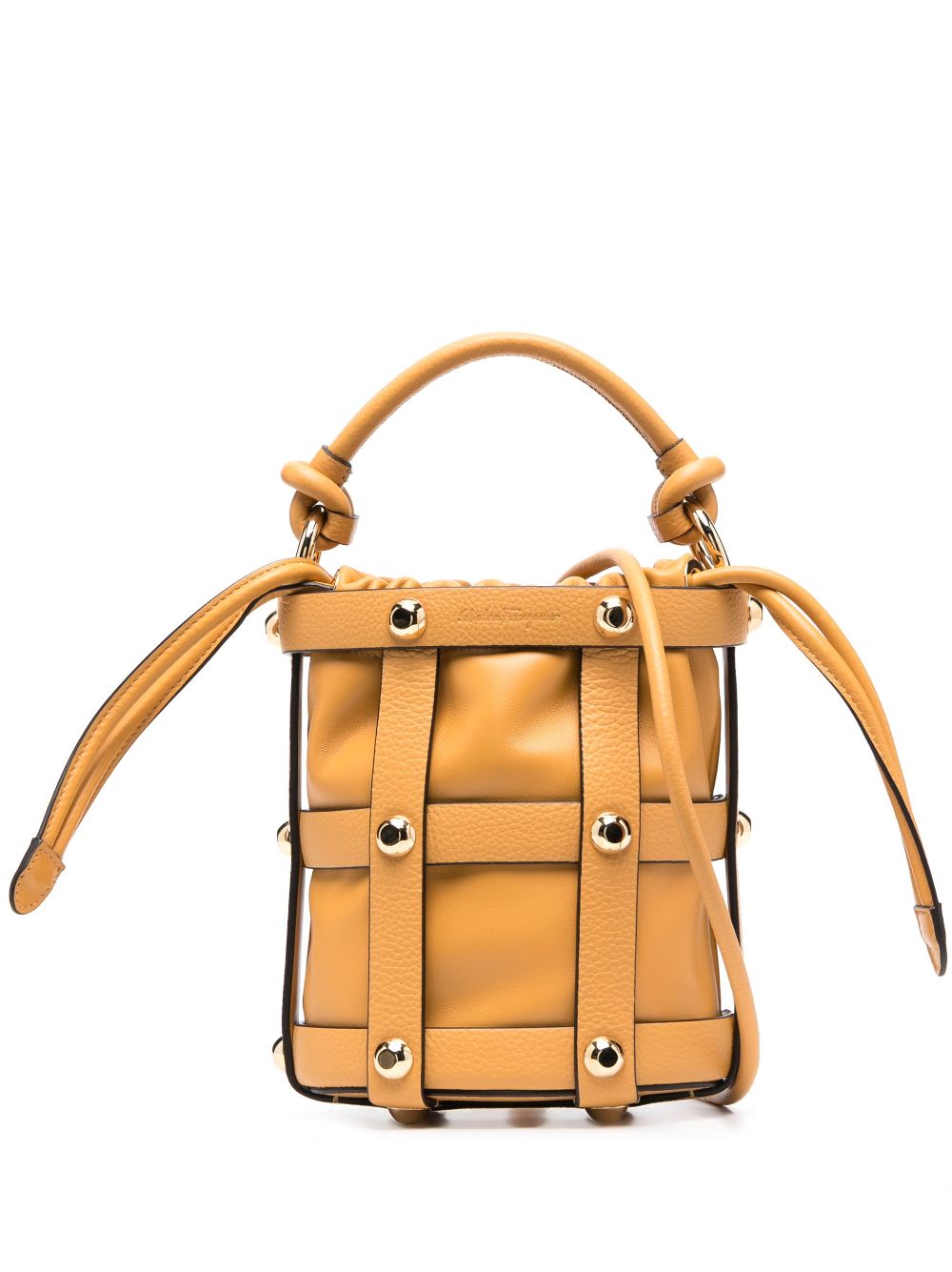 Cage calf-leather bucket bag - Neutrals