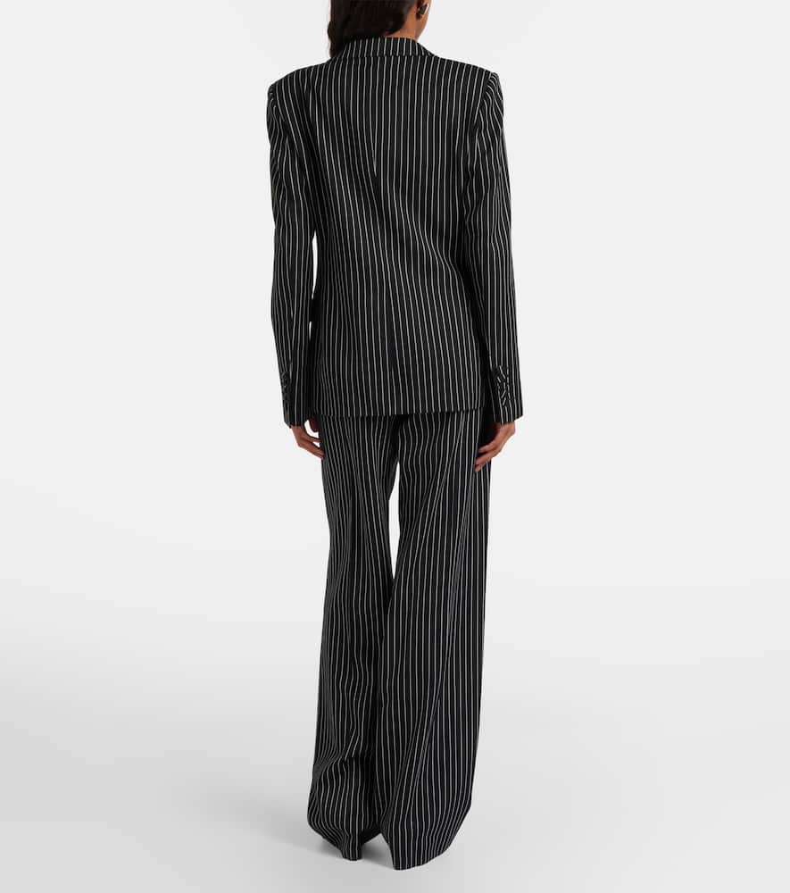 Striped wool and cotton straight pants