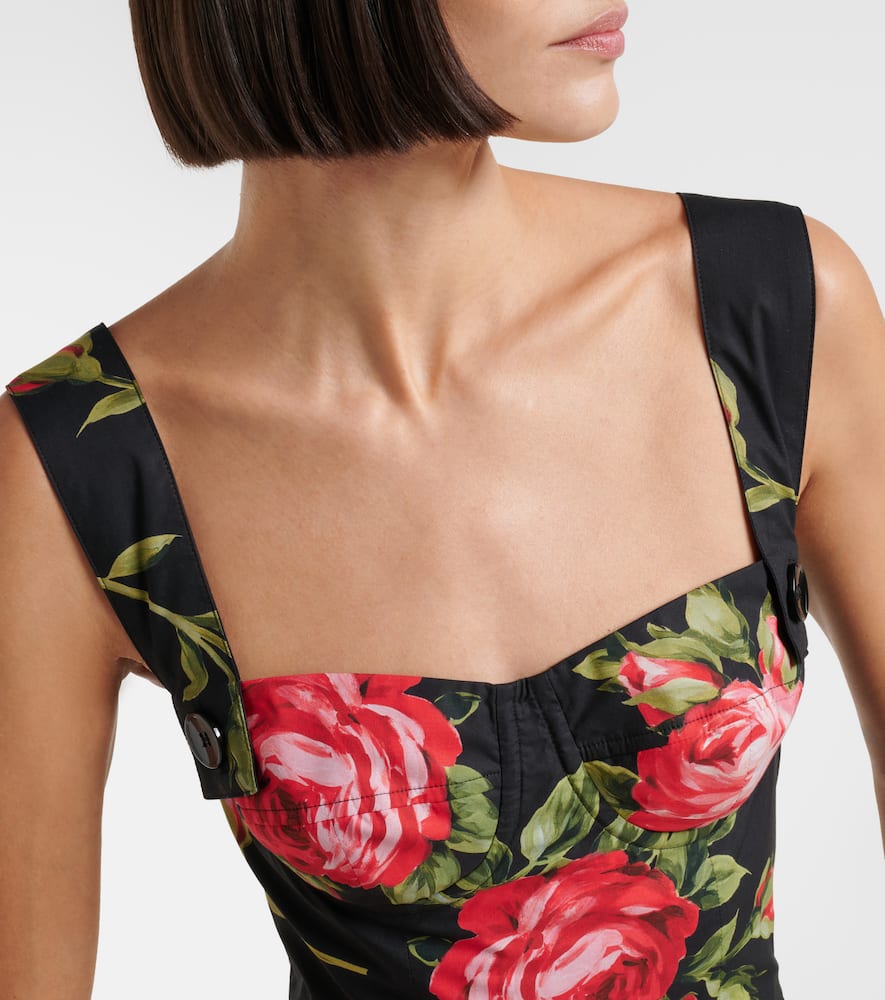 Floral cotton bustier dress