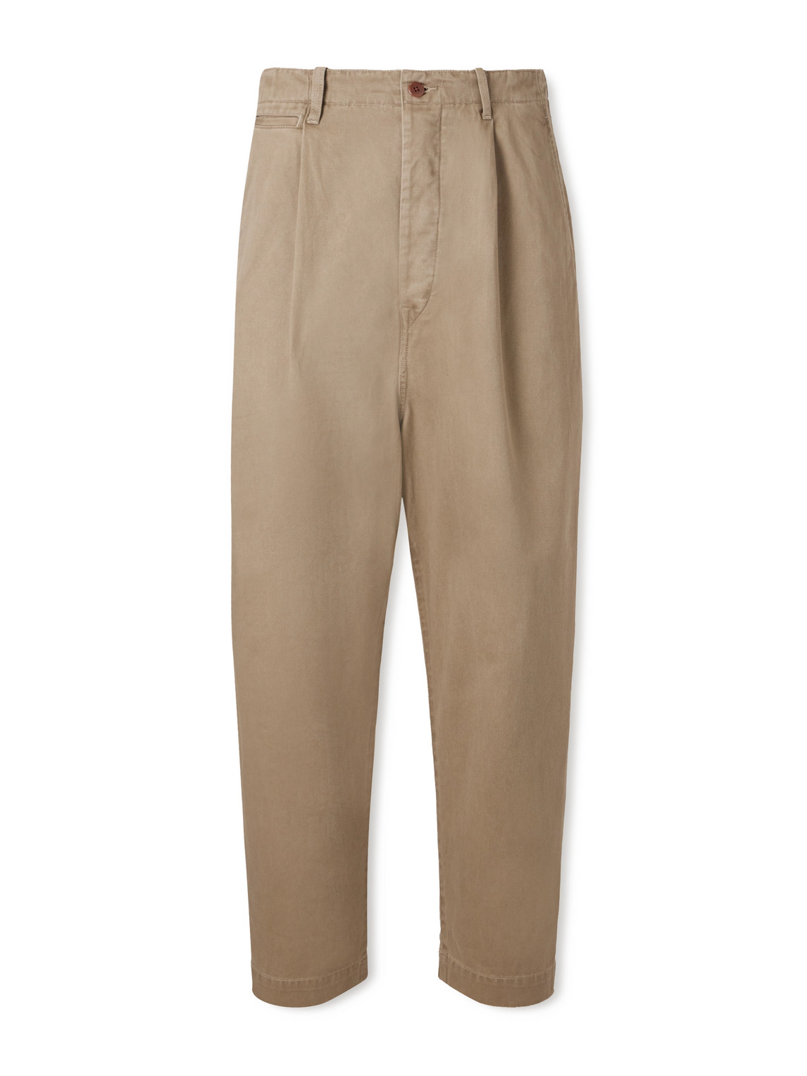 Straight-Leg Pleated Cotton-Twill Chinos