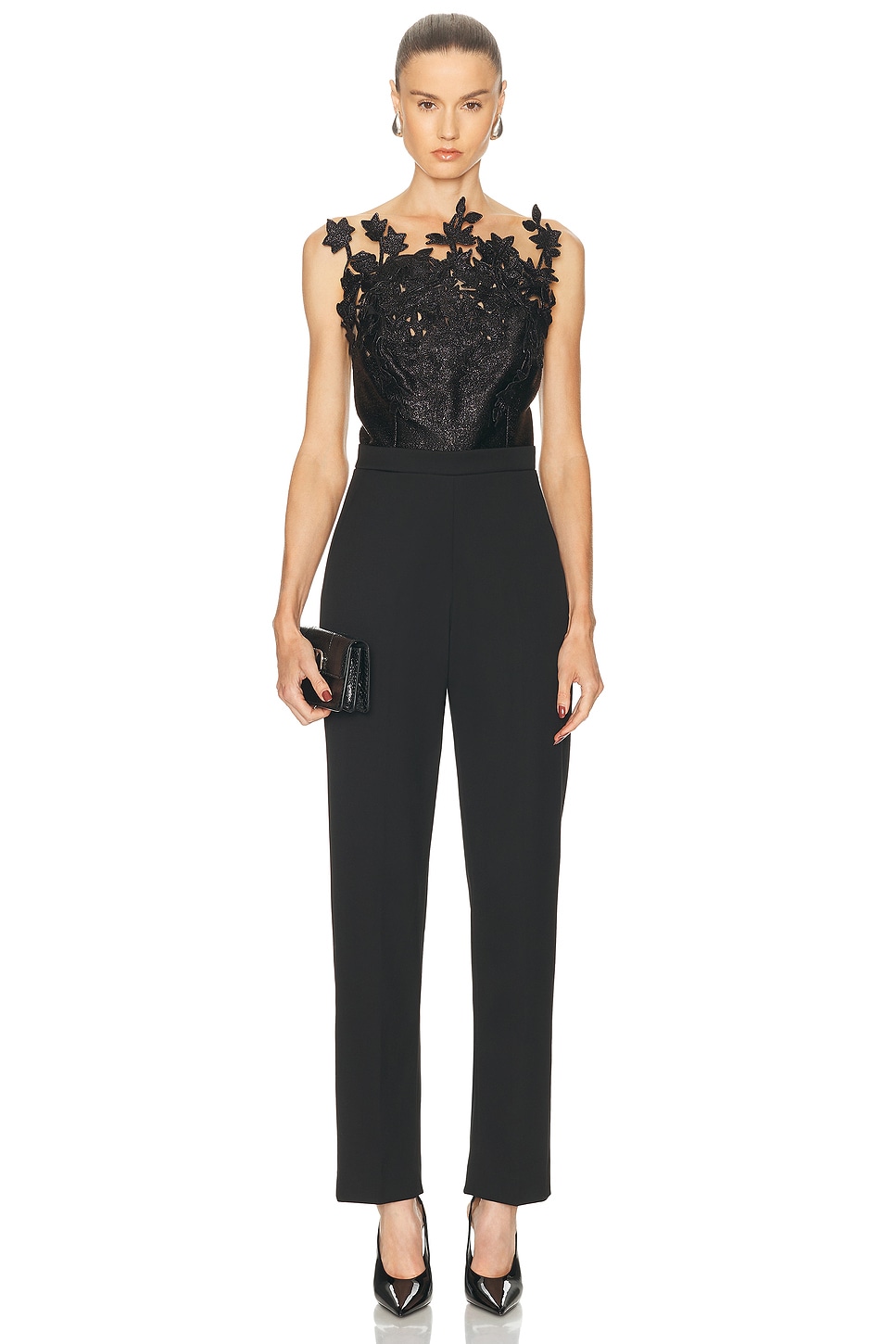 Oscar de la Renta Strapless Jumpsuit in Black - Black.  6 also in