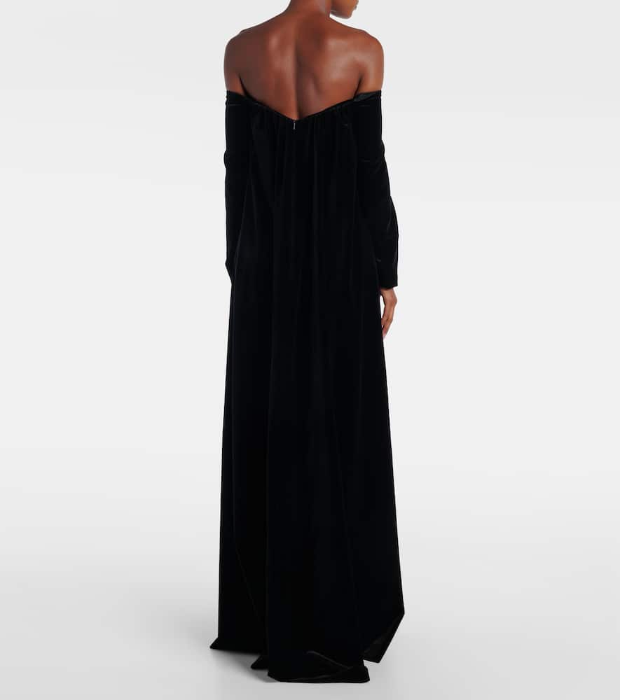 Open-back cotton velvet gown