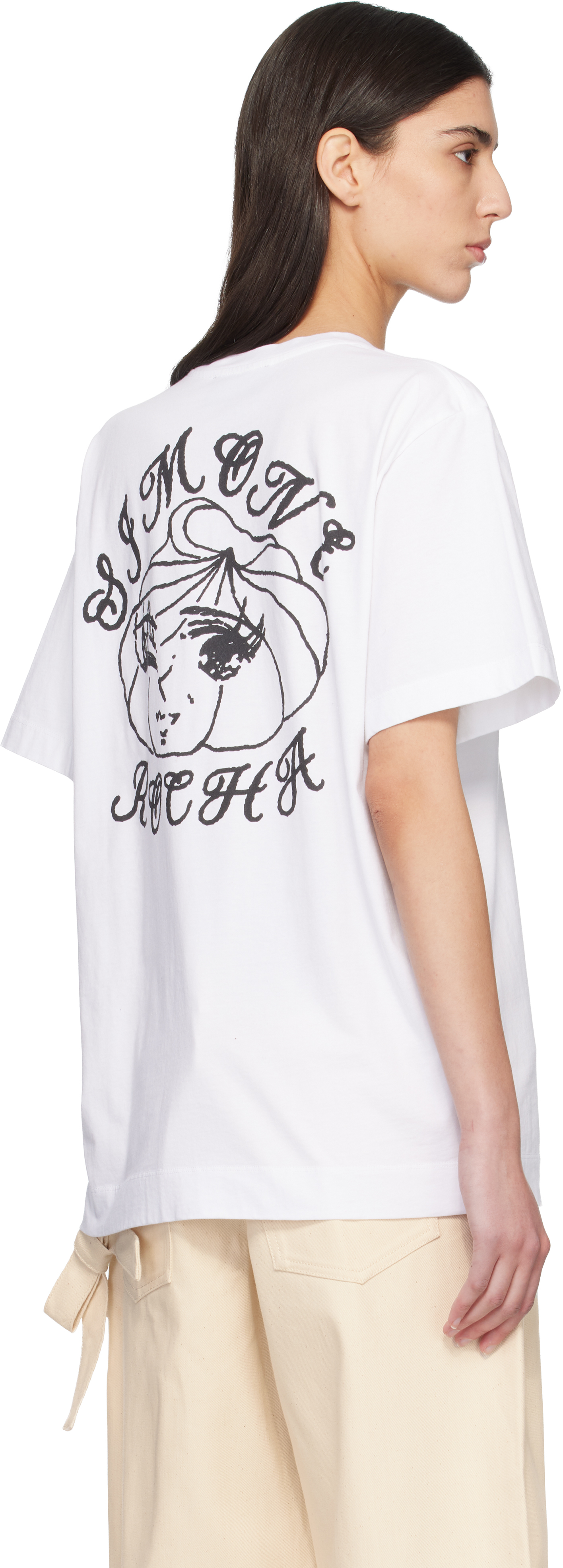 White Dim Sum Logo Print T-shirt