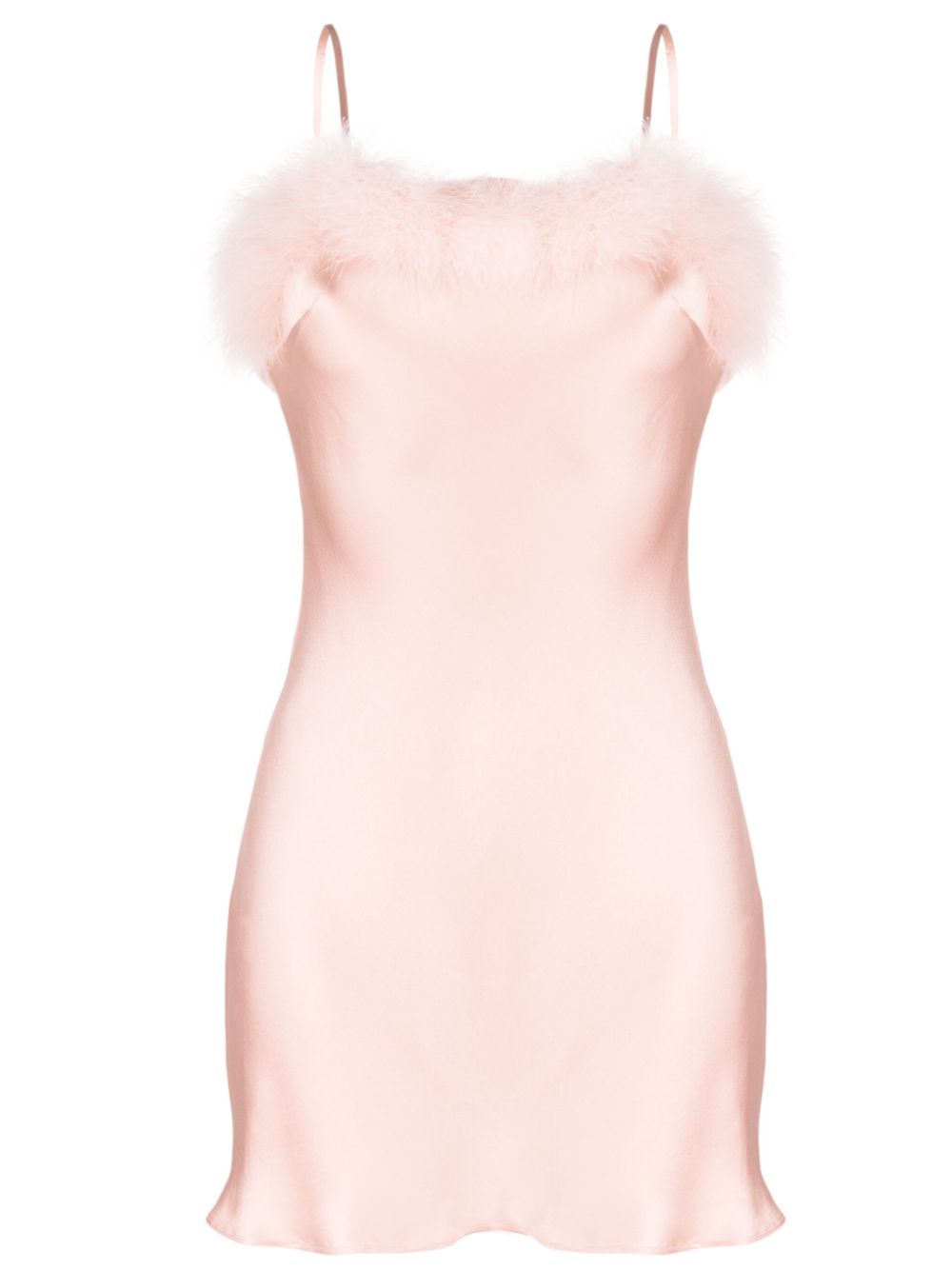 Kitty feather-trim silk slip minidress - Pink