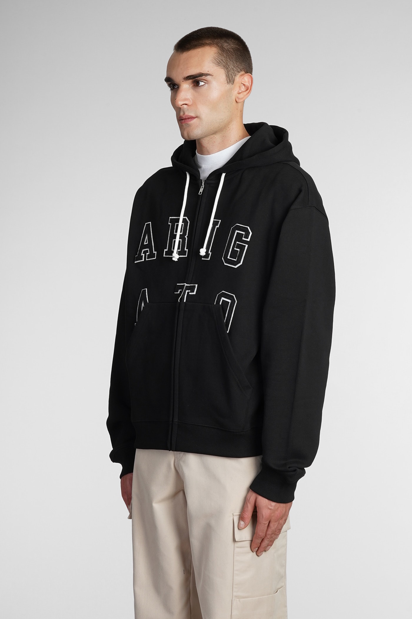 Logo-lettering hoodie - Black