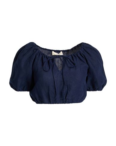 Woman Top Navy Size M Organic Linen
