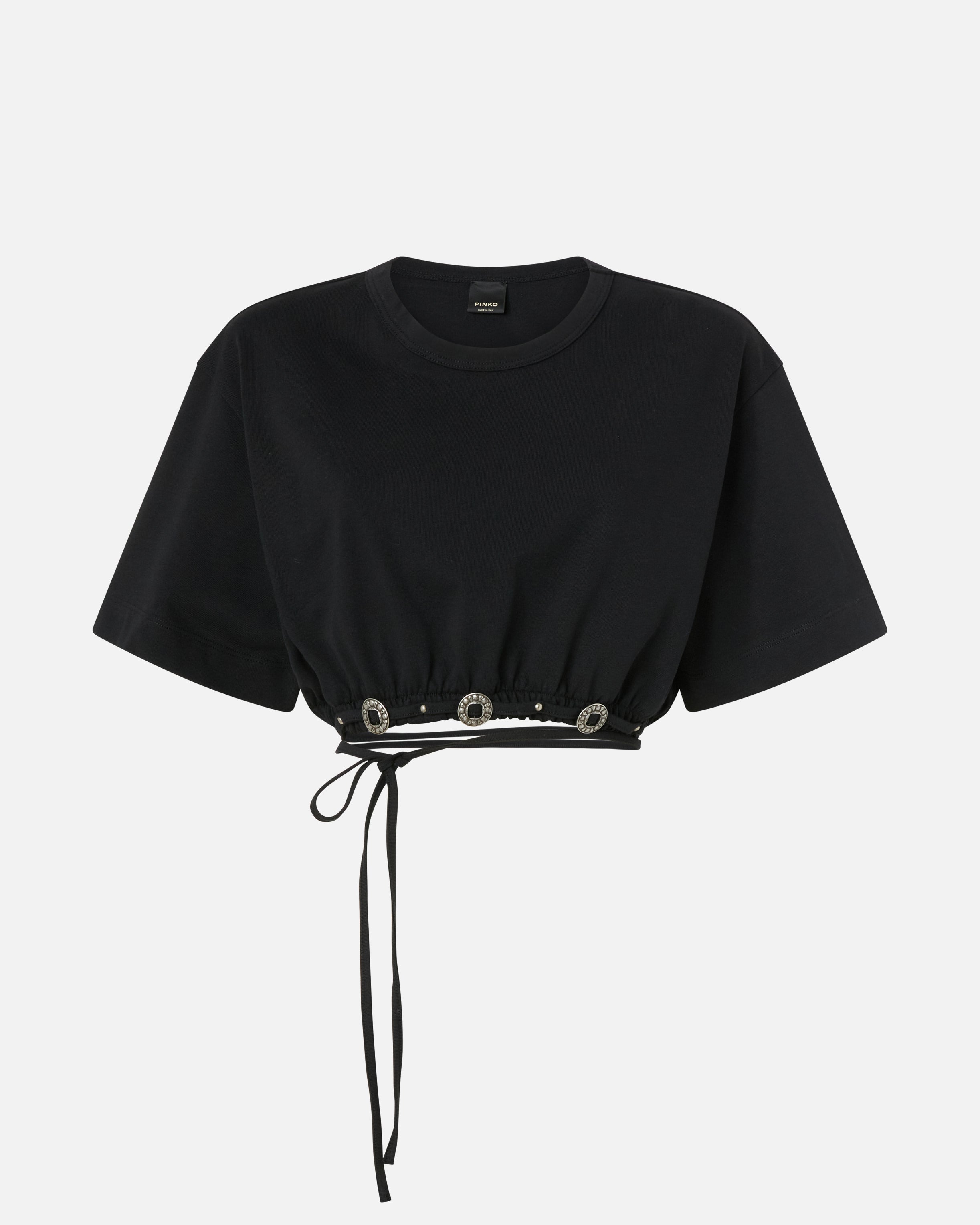 Cropped T-shirt with lace and Texan details - L