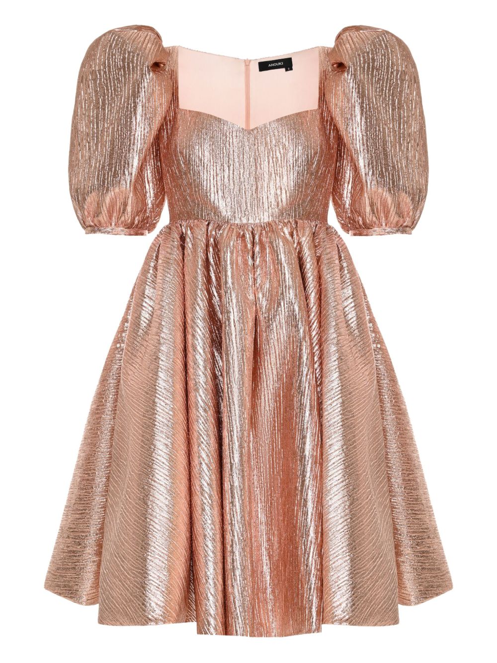 Puff-sleeve midi dress - Pink