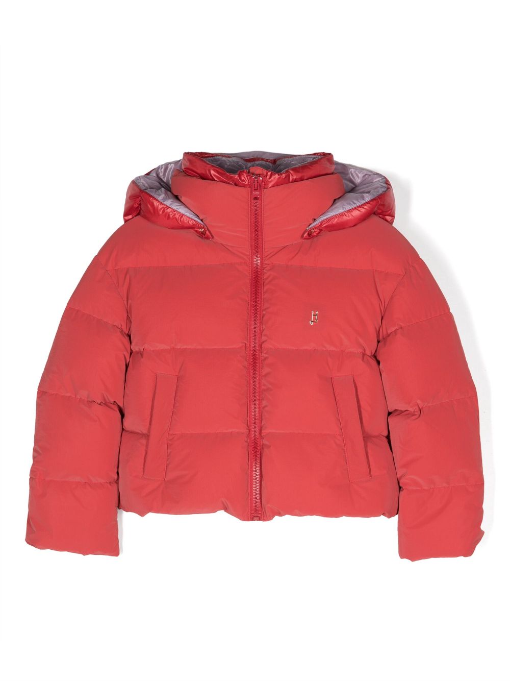 Padded down-feather hooded jacket - Red