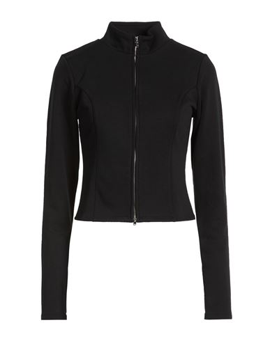 Woman Sweatshirt Black Size M Cotton, Polyester, Elastane