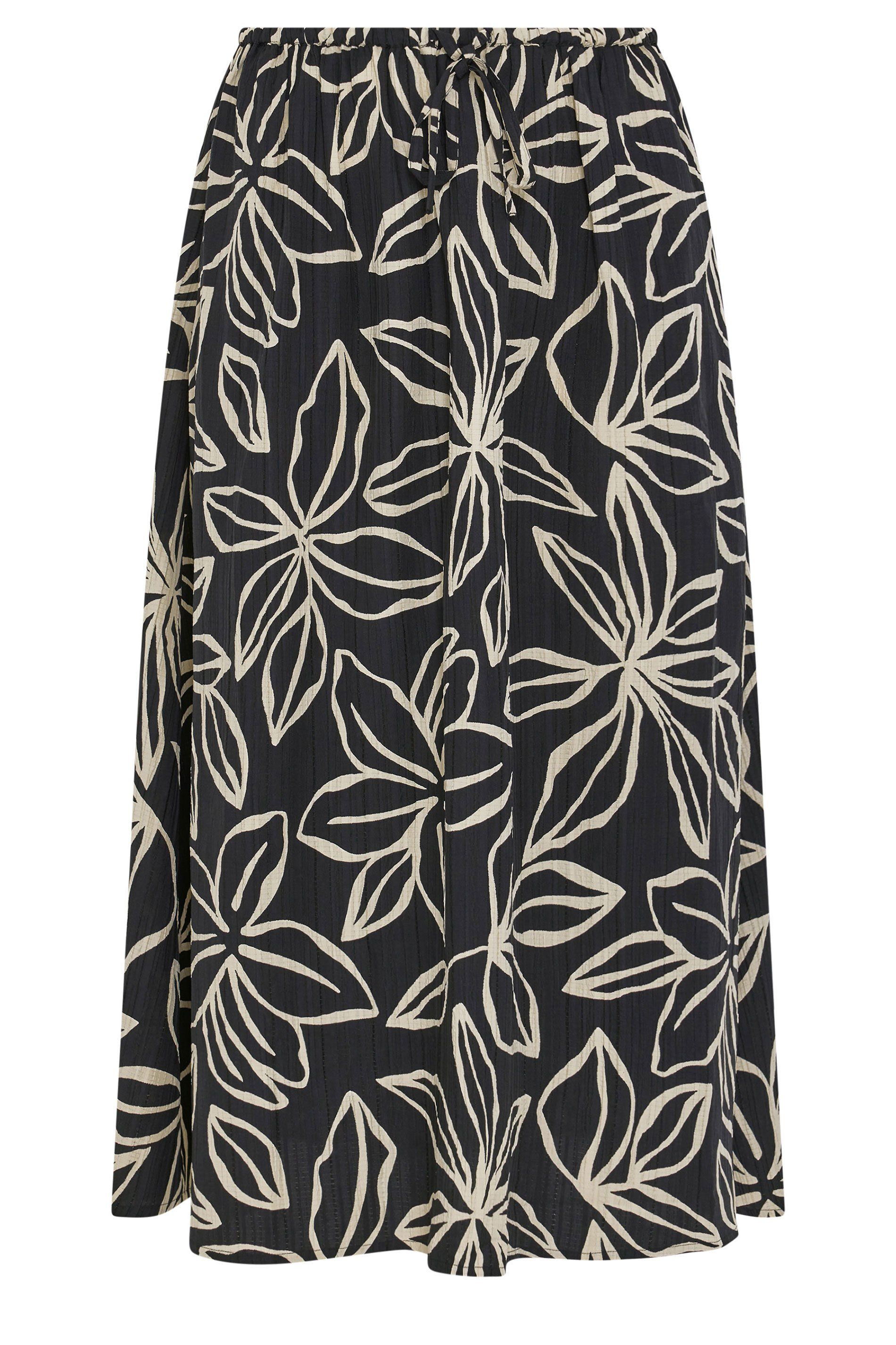 Yours Women's Floral Textured Maxi Skirt in Black