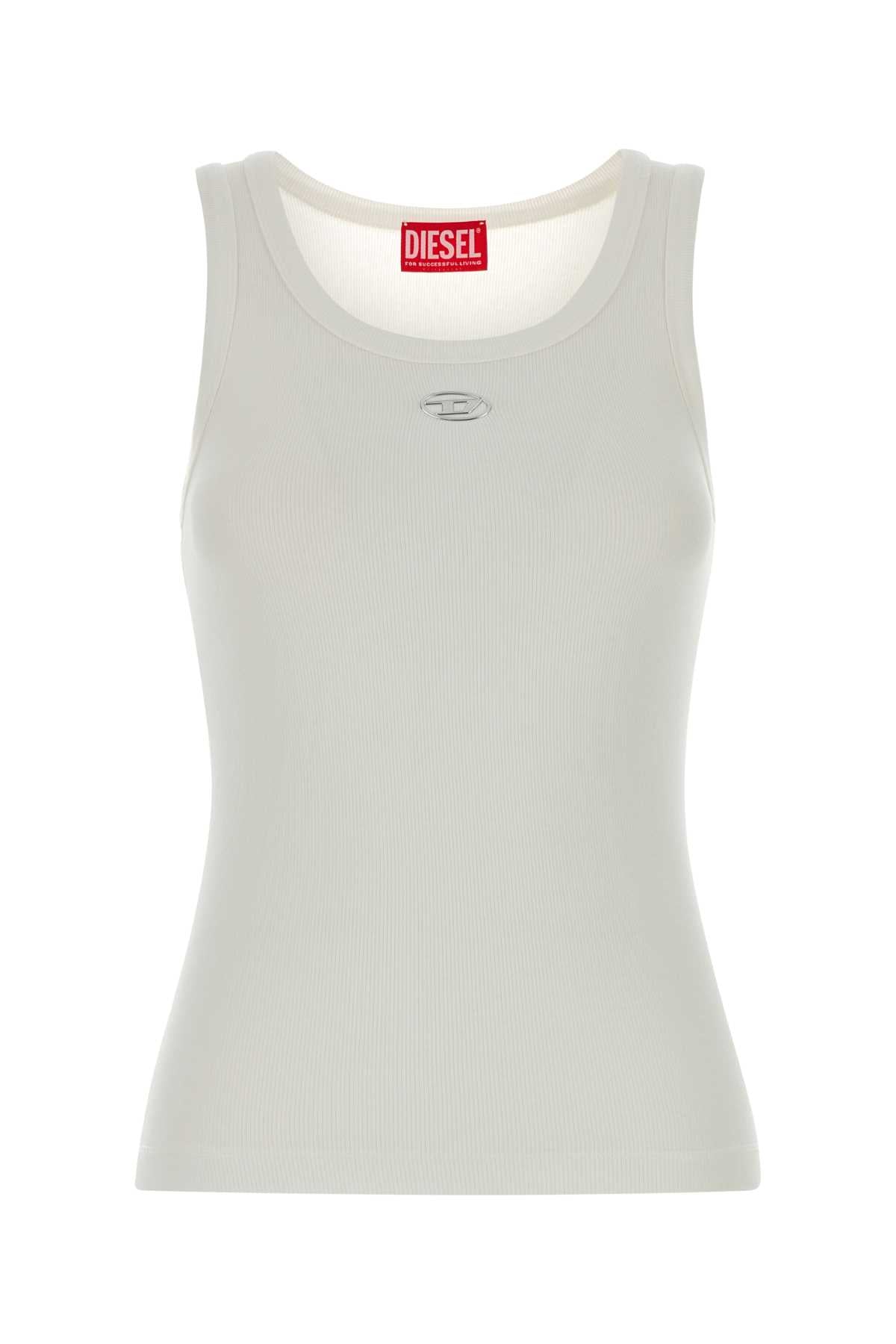 Stretch Cotton Ribbed Tank Top — White