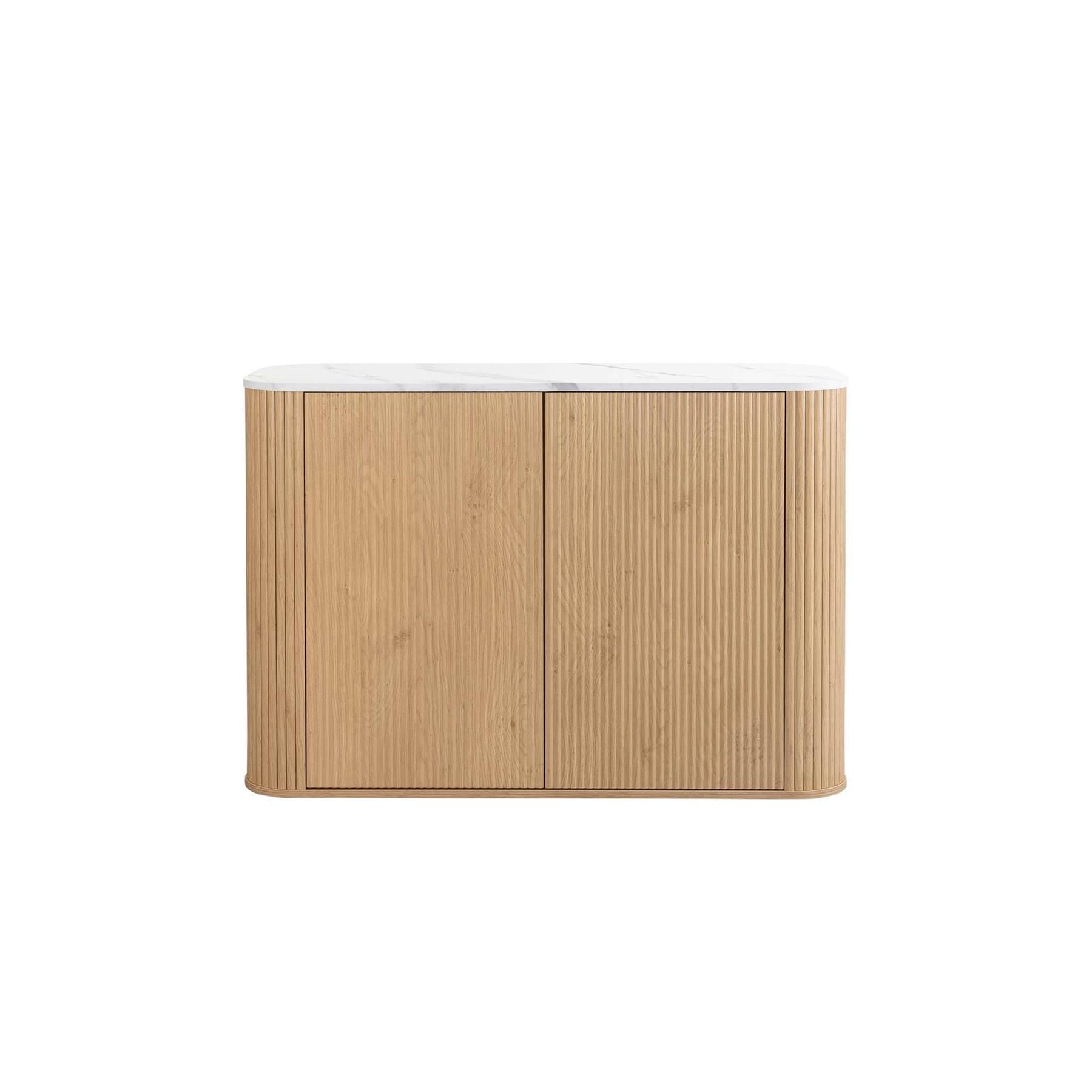 Birlea Unisex Kagu 2 Door Sideboard Fluted Ribbed Oak & Marble effect in Light Oak