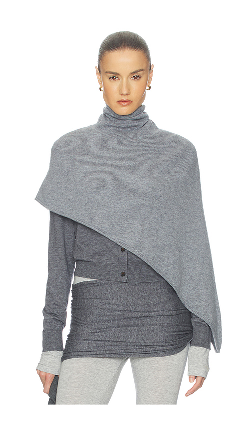 Helsa Loxley Asymmetric Cape in Heather Grey - Grey. M also in XXS, XS, S