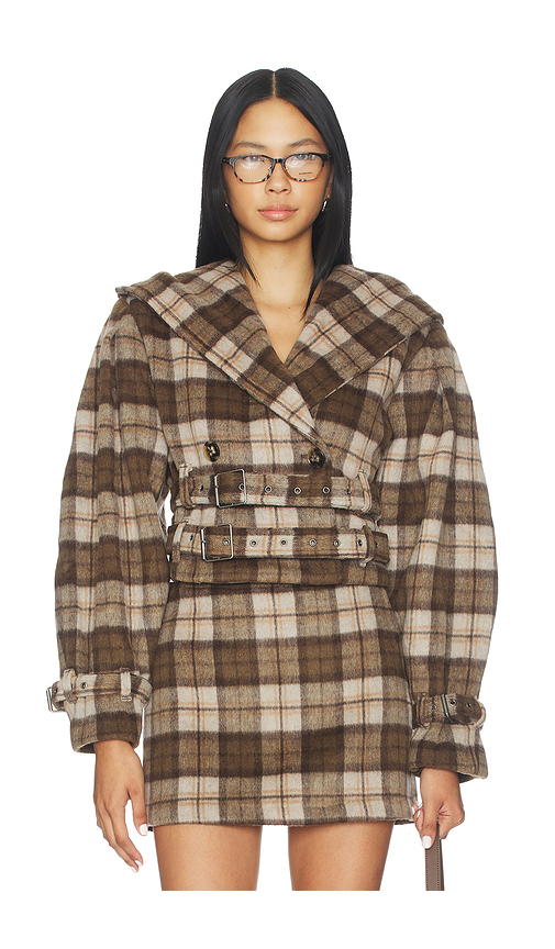 AFRM The Crop Trench Jacket in Brown. L. Also in M, S, XS