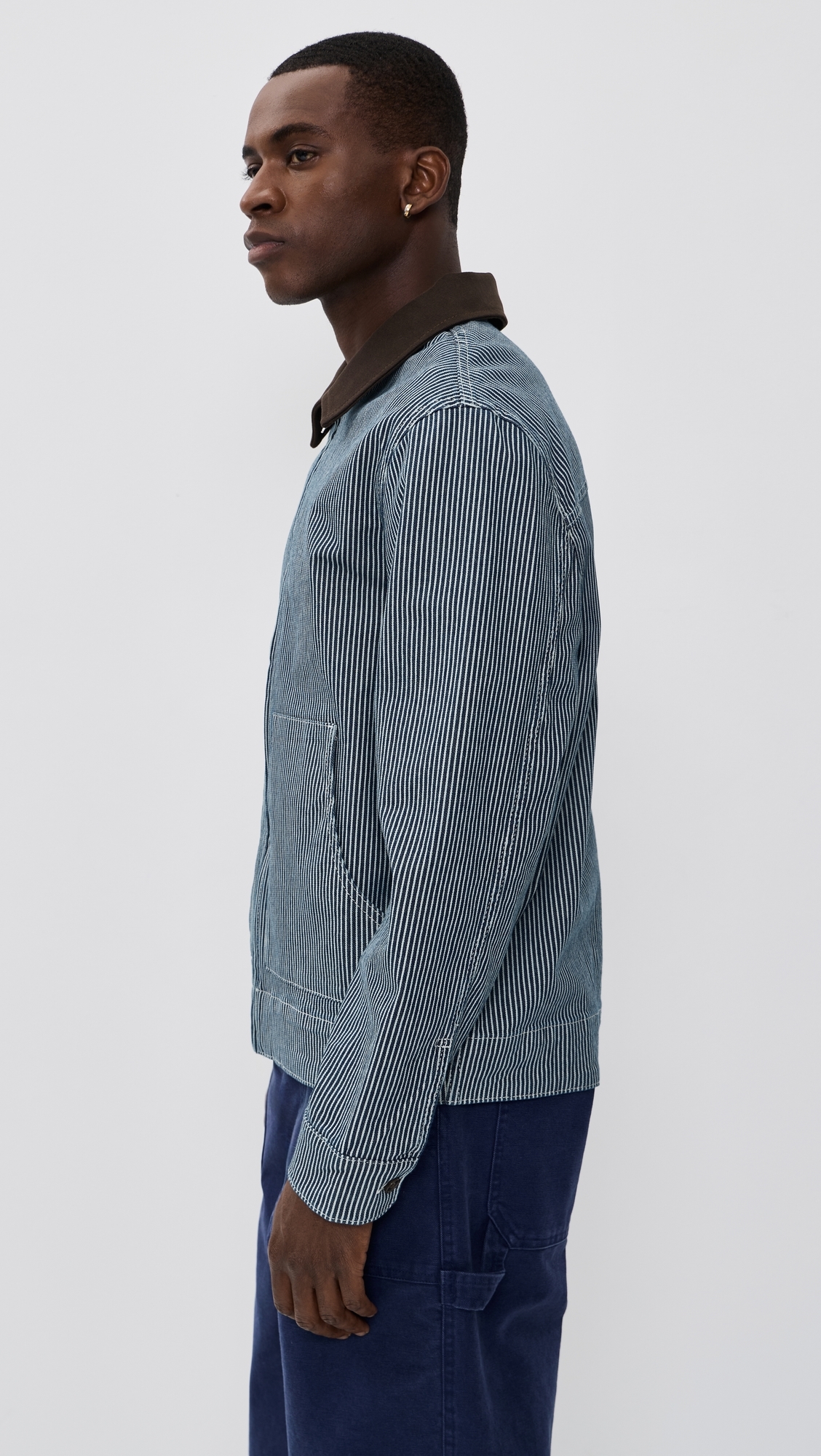 Robert Striped Denim Jacket Dark Navy