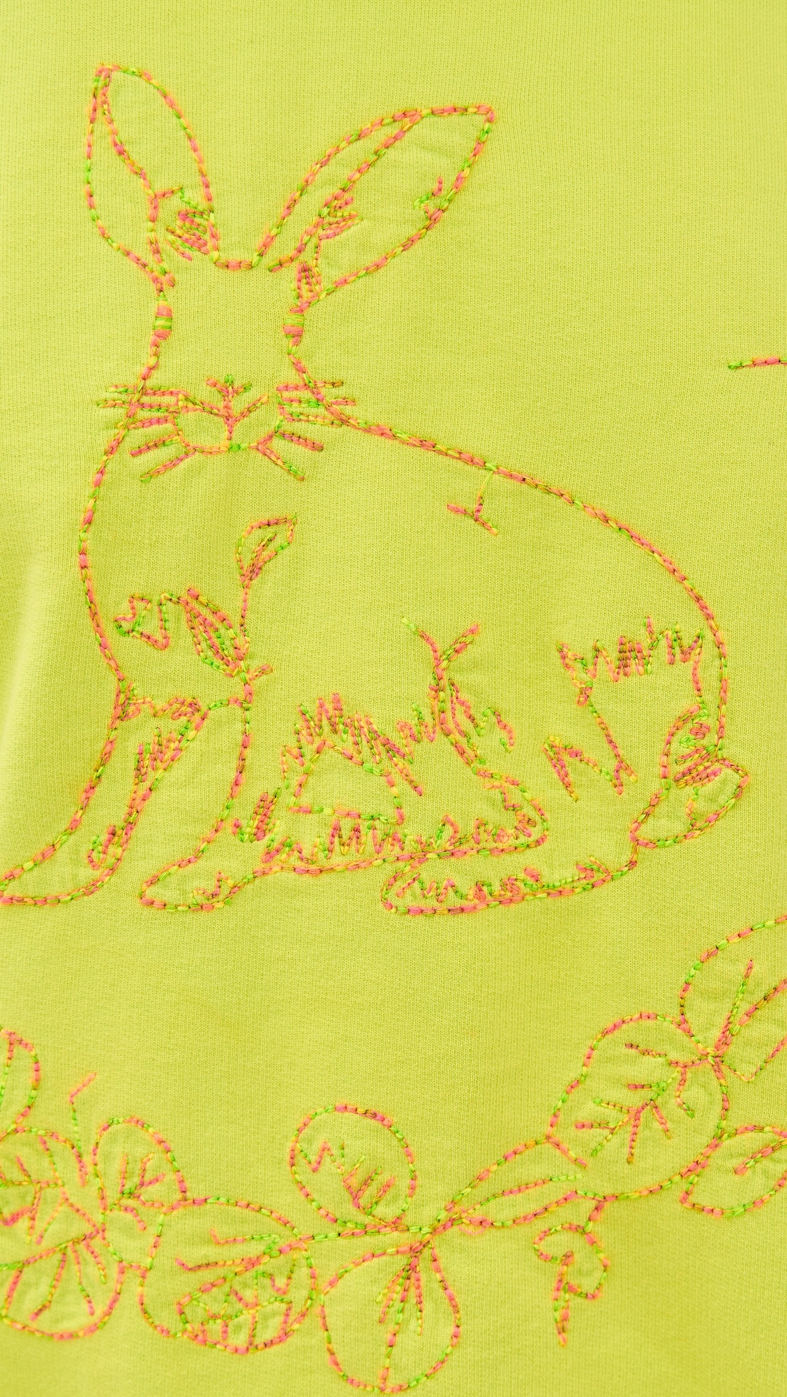 Embroidered Bunny Pullover Lime One Size