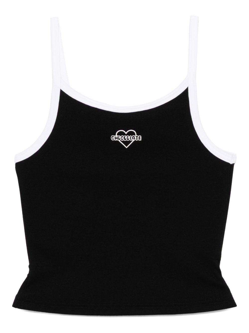 Logo-embroidered tank top - Black