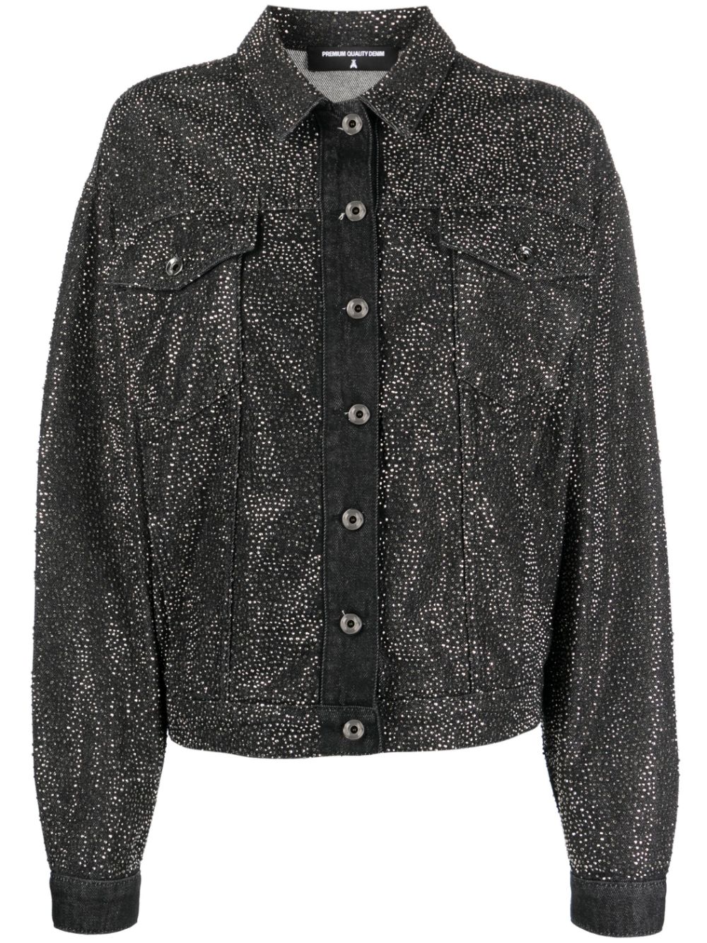 Crystal-embellished denim jacket - Black