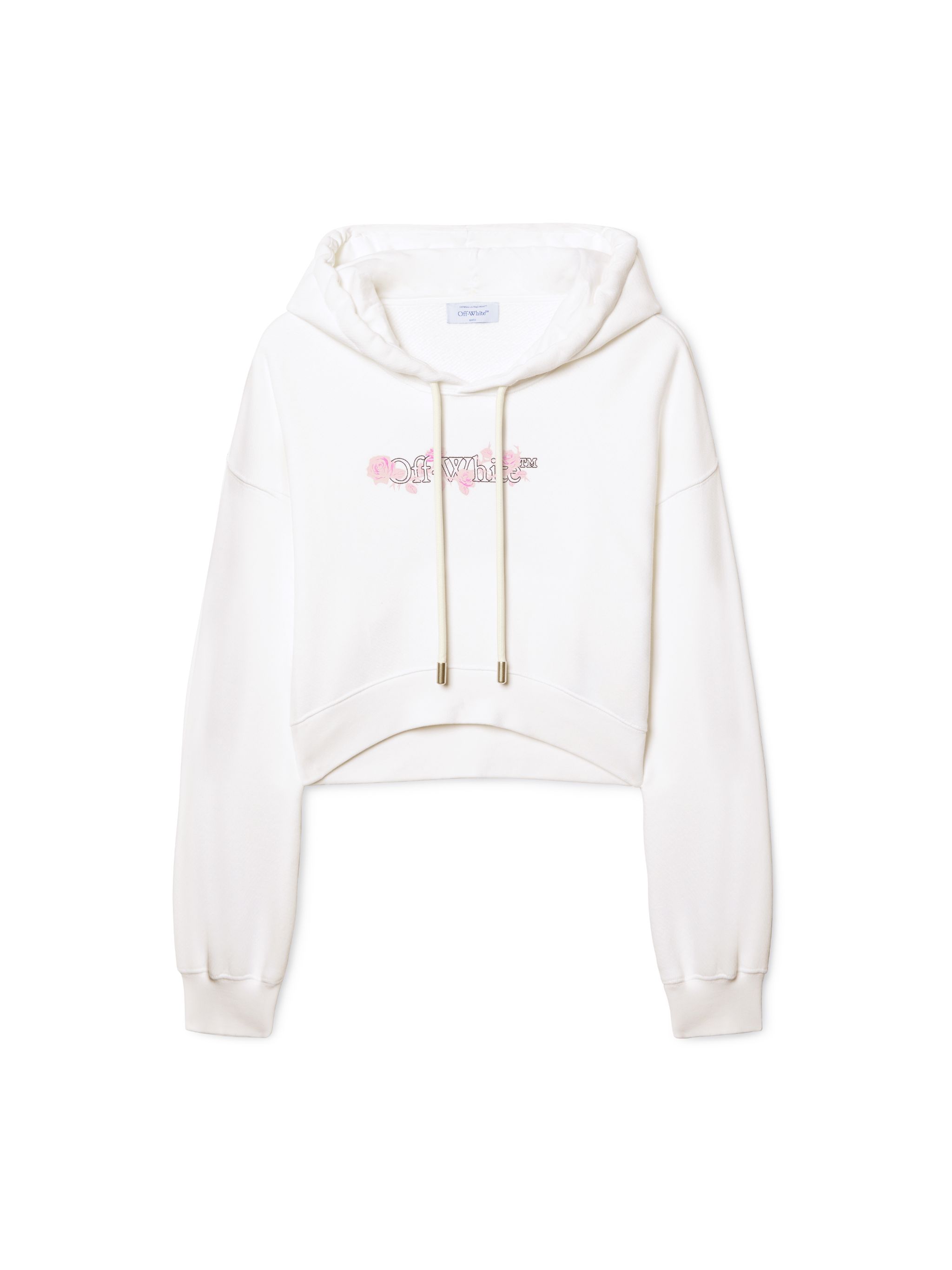 White Bookish Rose Cropped Hoodie