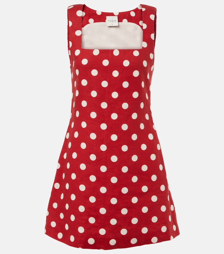 Alice polka-dot linen minidress