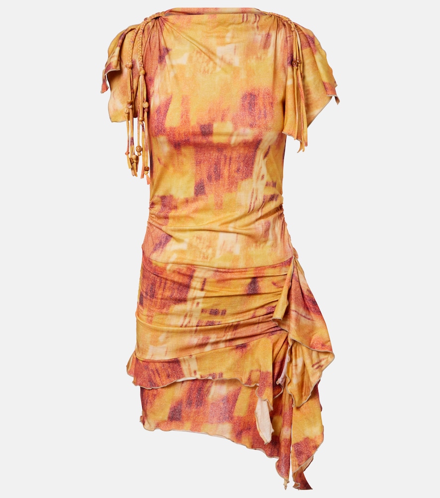 Janick printed ruffled cotton minidress