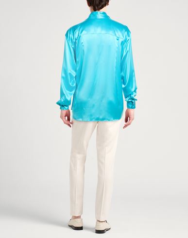 Man Shirt Azure Size 16 Silk