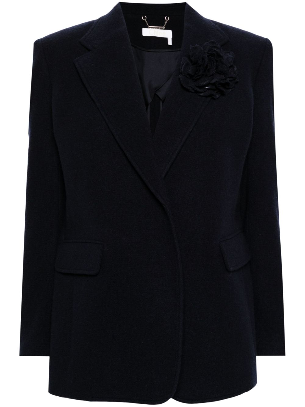Brooch-detail single-breasted blazer - Blue